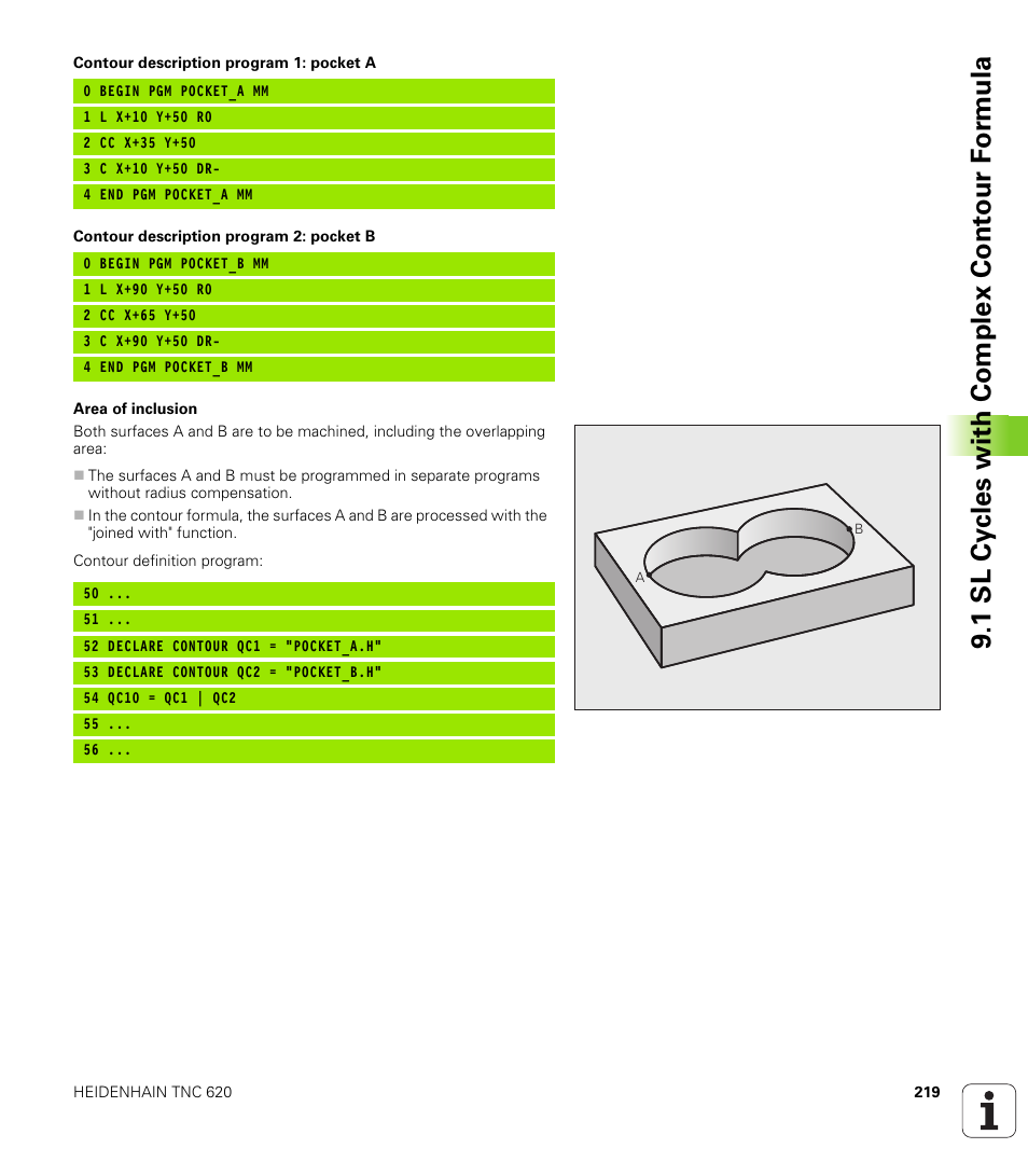 1 sl cy cles with complex cont our f o rm ula | HEIDENHAIN TNC 620 (340 56x-03) Cycle programming User Manual | Page 219 / 459