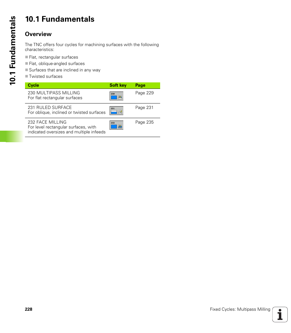 1 fundamentals, Overview | HEIDENHAIN TNC 620 (340 56x-03) Cycle programming User Manual | Page 228 / 459