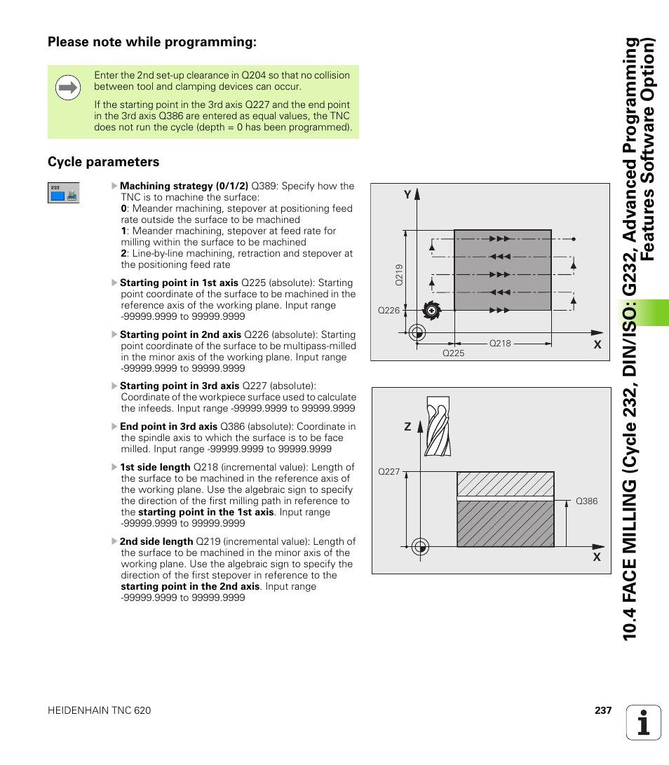 Please note while programming, Cycle parameters | HEIDENHAIN TNC 620 (340 56x-03) Cycle programming User Manual | Page 237 / 459