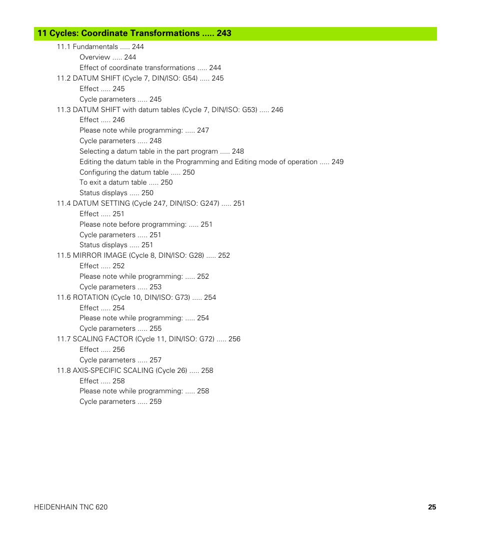 Cycles: coordinate transformations | HEIDENHAIN TNC 620 (340 56x-03) Cycle programming User Manual | Page 25 / 459