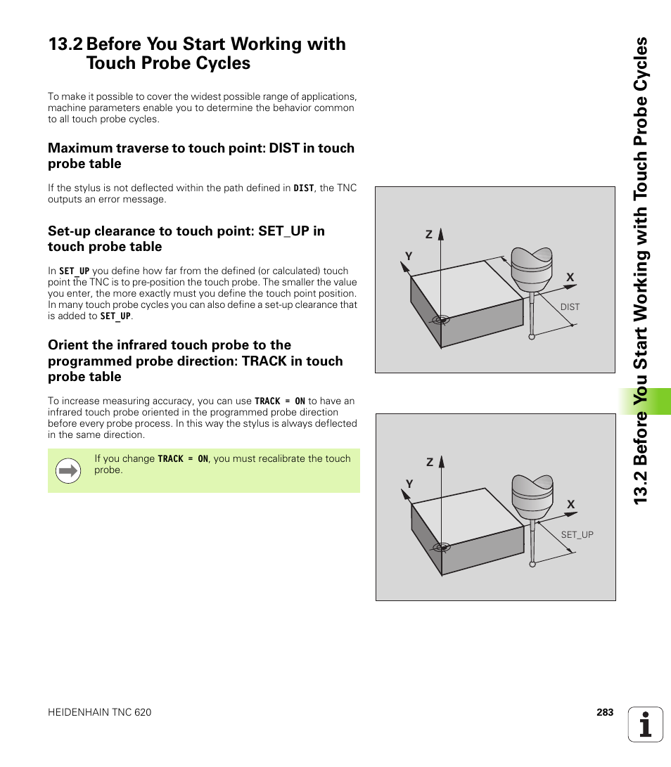 2 before you start working with touch probe cycles | HEIDENHAIN TNC 620 (340 56x-03) Cycle programming User Manual | Page 283 / 459