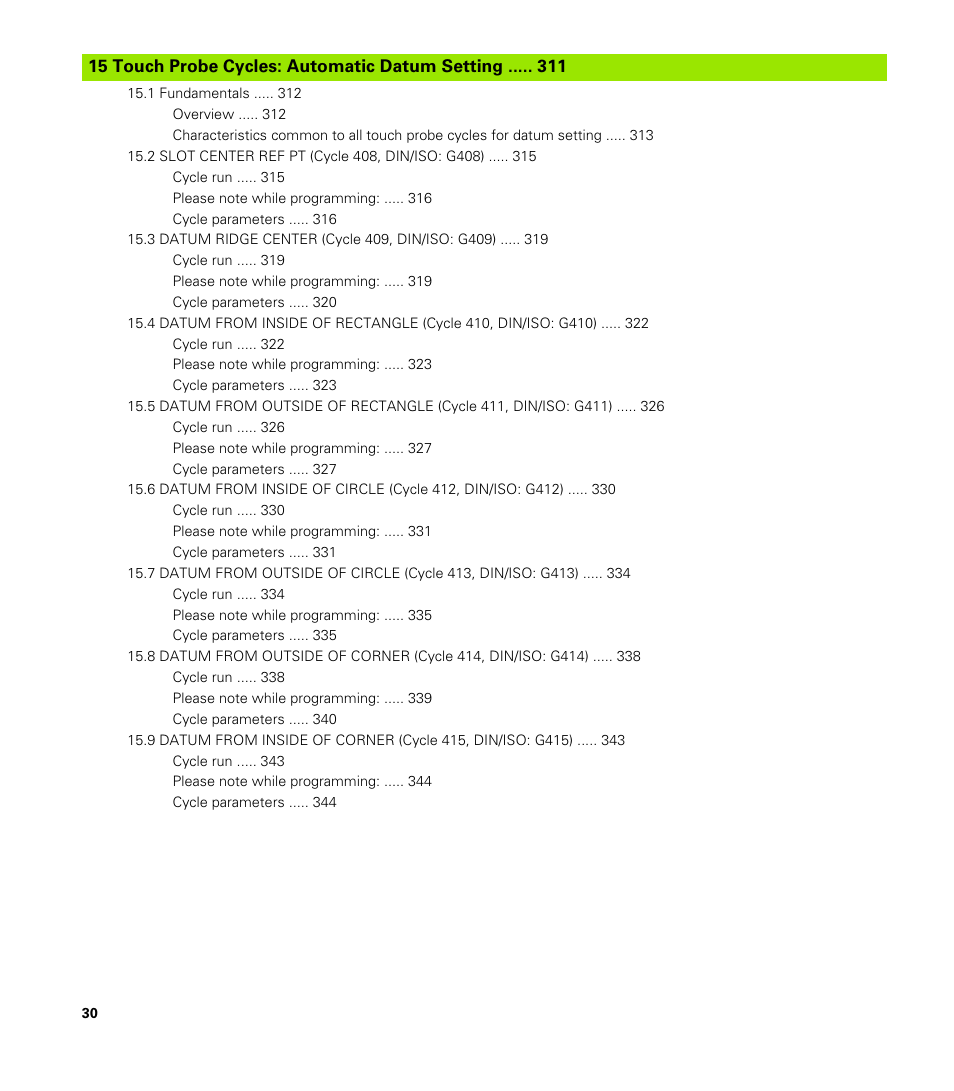 Touch probe cycles: automatic datum setting | HEIDENHAIN TNC 620 (340 56x-03) Cycle programming User Manual | Page 30 / 459