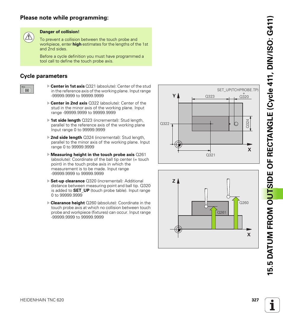 Please note while programming, Cycle parameters | HEIDENHAIN TNC 620 (340 56x-03) Cycle programming User Manual | Page 327 / 459