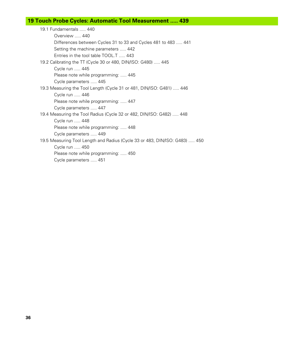 Touch probe cycles: automatic tool measurement | HEIDENHAIN TNC 620 (340 56x-03) Cycle programming User Manual | Page 36 / 459