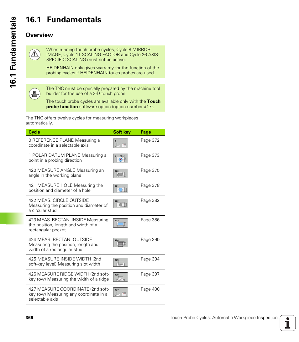 1 fundamentals, Overview, 1 f undamentals 16.1 fundamentals | HEIDENHAIN TNC 620 (340 56x-03) Cycle programming User Manual | Page 366 / 459