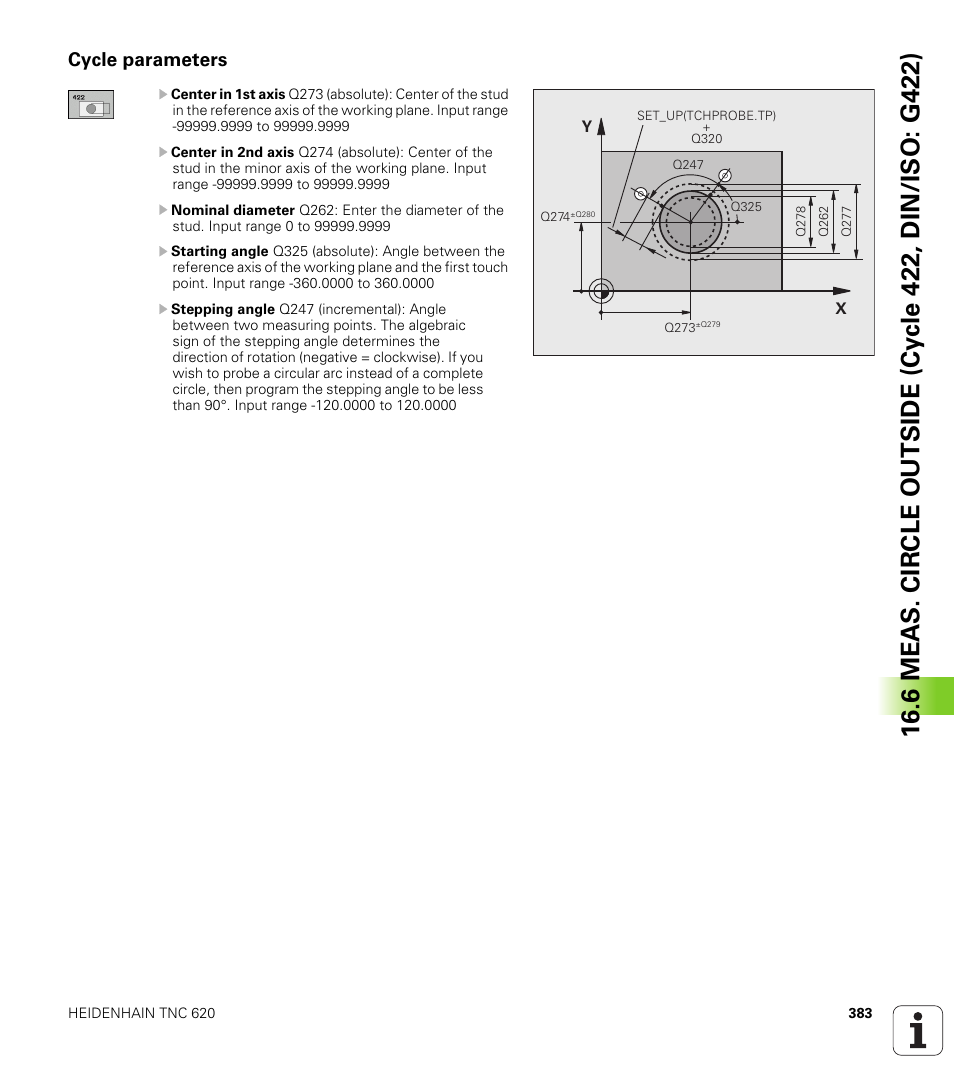 Cycle parameters | HEIDENHAIN TNC 620 (340 56x-03) Cycle programming User Manual | Page 383 / 459