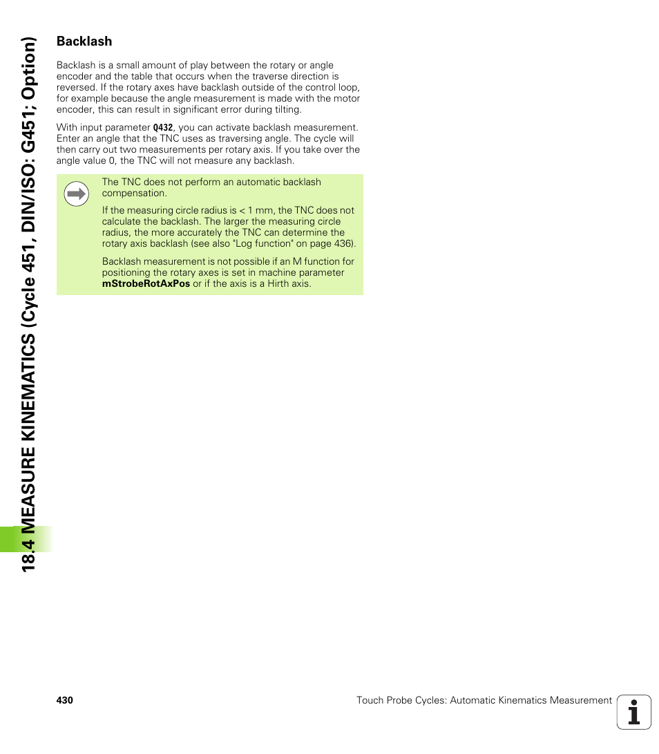 Backlash | HEIDENHAIN TNC 620 (340 56x-03) Cycle programming User Manual | Page 430 / 459