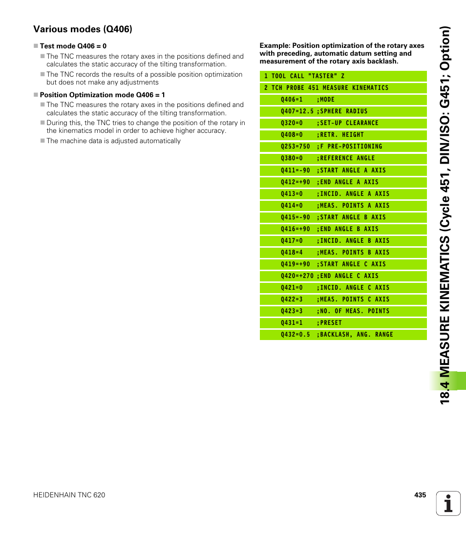 Various modes (q406) | HEIDENHAIN TNC 620 (340 56x-03) Cycle programming User Manual | Page 435 / 459