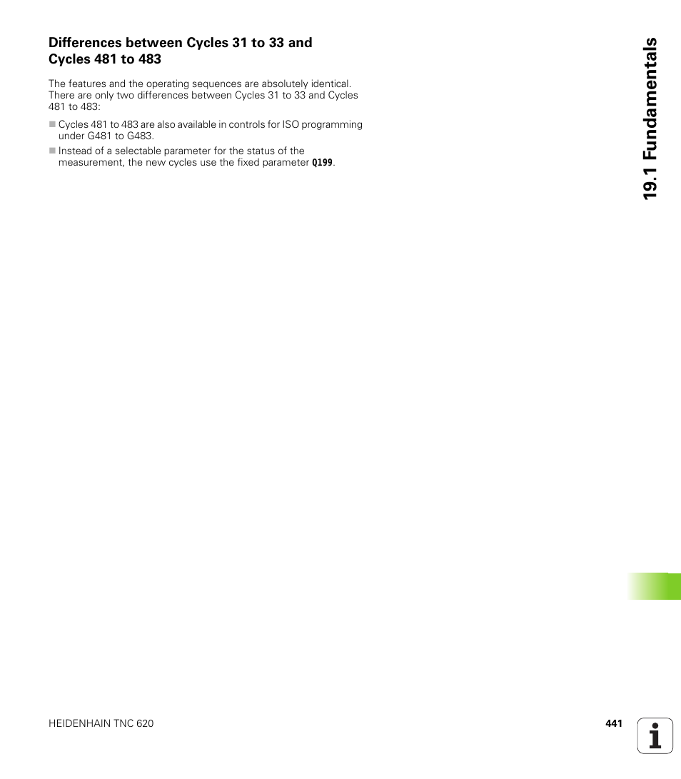 19 .1 f undamentals | HEIDENHAIN TNC 620 (340 56x-03) Cycle programming User Manual | Page 441 / 459