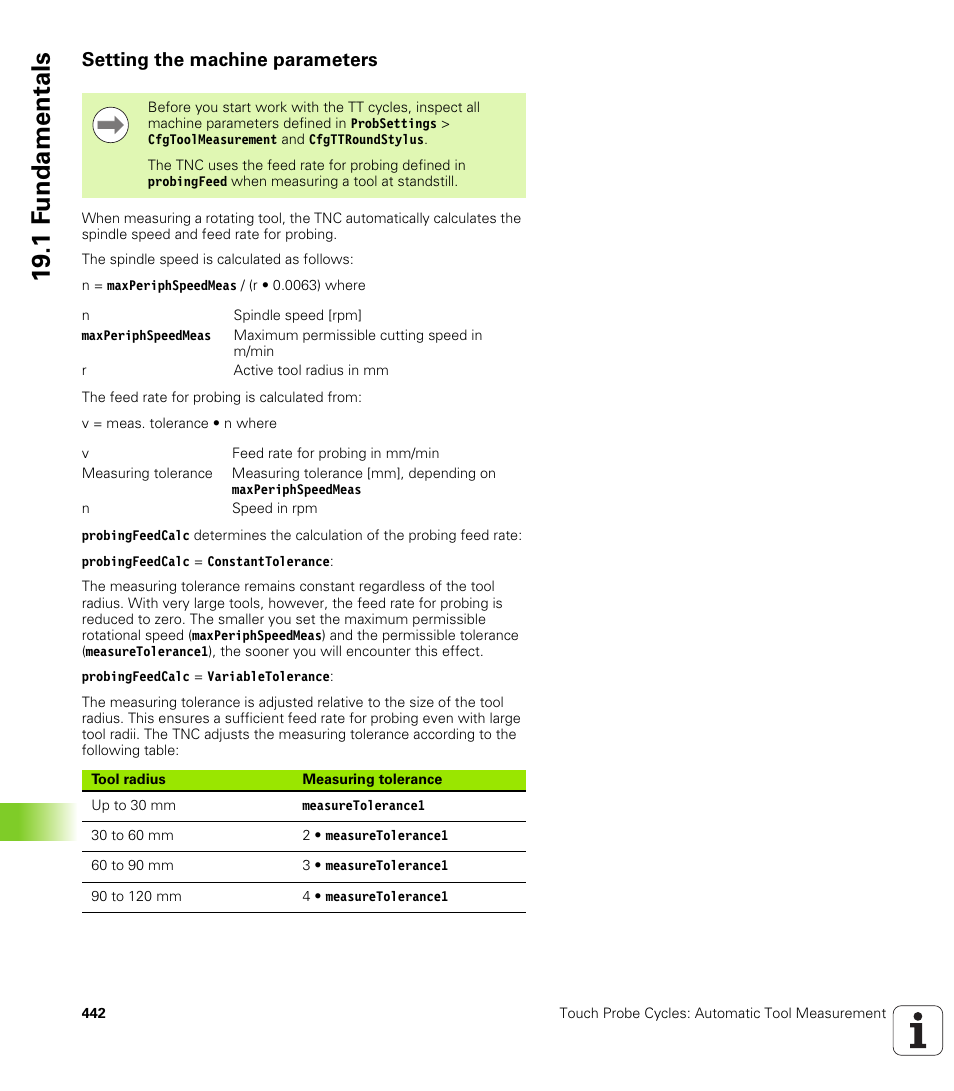 Setting the machine parameters, 19 .1 f undamentals | HEIDENHAIN TNC 620 (340 56x-03) Cycle programming User Manual | Page 442 / 459
