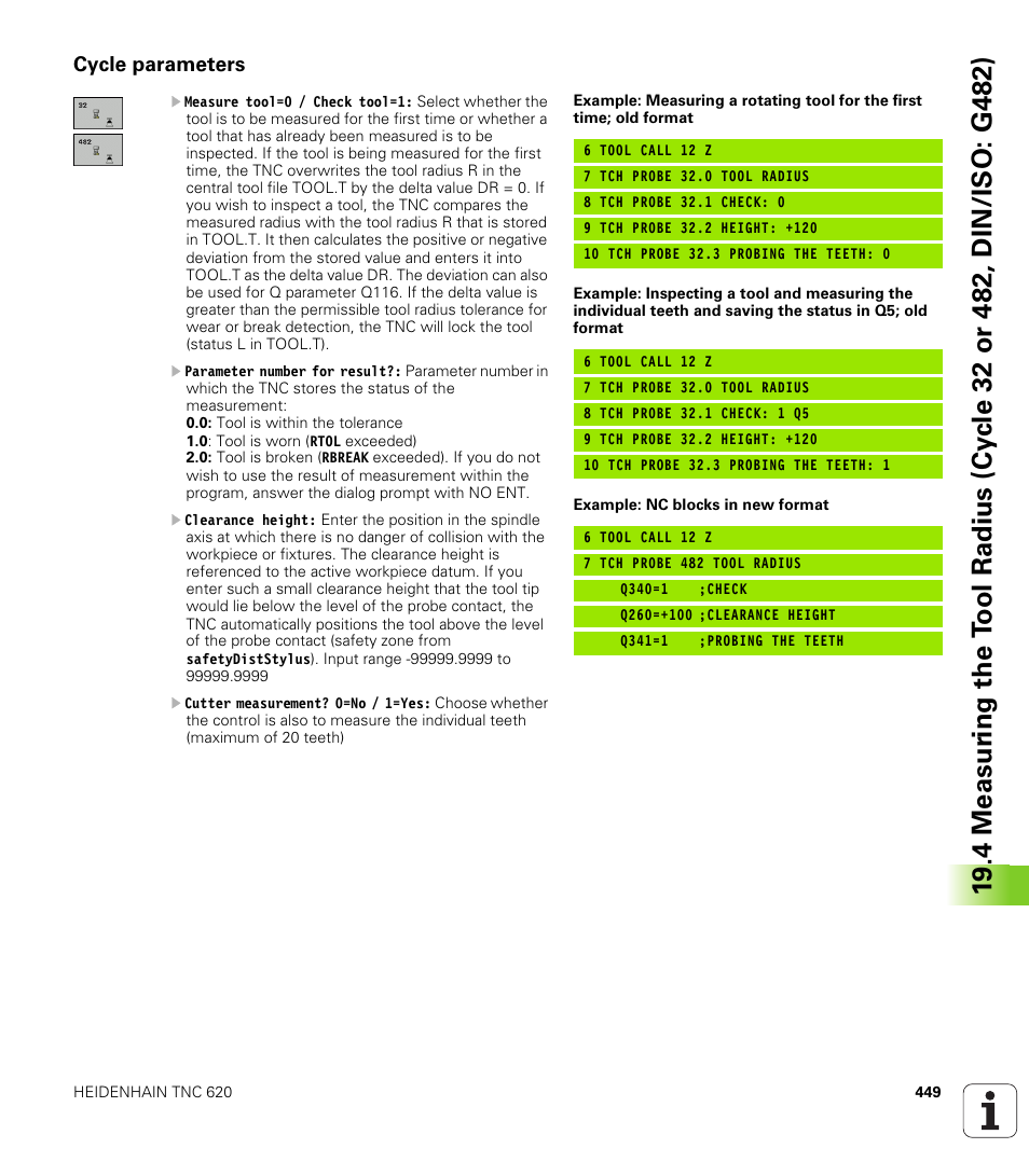 Cycle parameters | HEIDENHAIN TNC 620 (340 56x-03) Cycle programming User Manual | Page 449 / 459