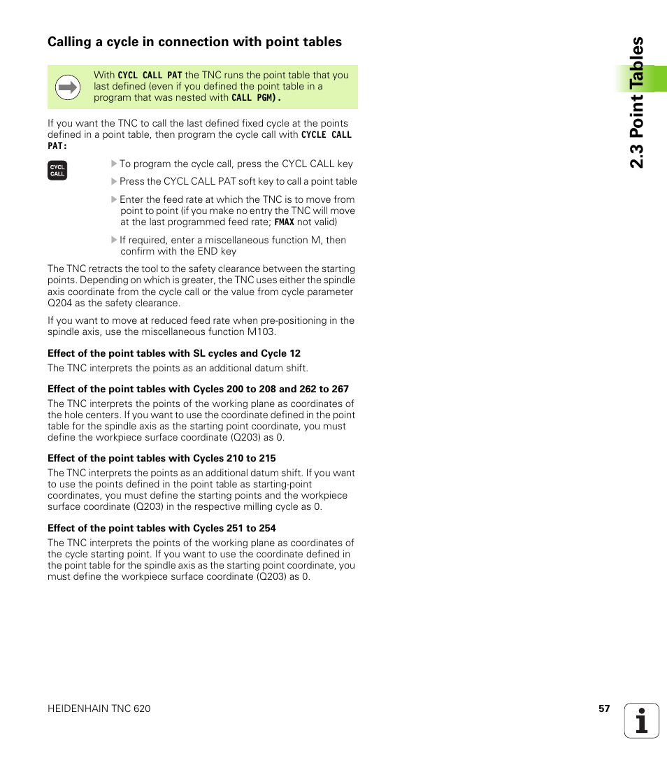 Calling a cycle in connection with point tables, 3 p o int t a bles | HEIDENHAIN TNC 620 (340 56x-03) Cycle programming User Manual | Page 57 / 459