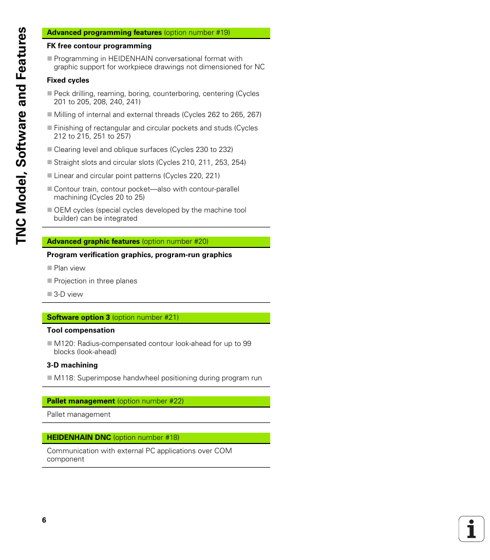 Tnc model, sof tw a re and f eat ur es | HEIDENHAIN TNC 620 (340 56x-03) Cycle programming User Manual | Page 6 / 459