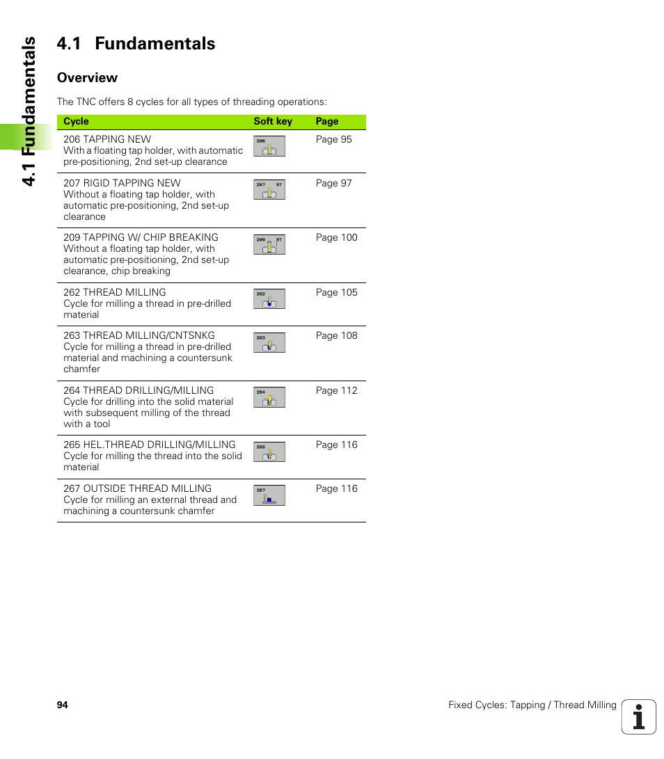 1 fundamentals, Overview, 1 f undamentals 4.1 fundamentals | HEIDENHAIN TNC 620 (340 56x-03) Cycle programming User Manual | Page 94 / 459