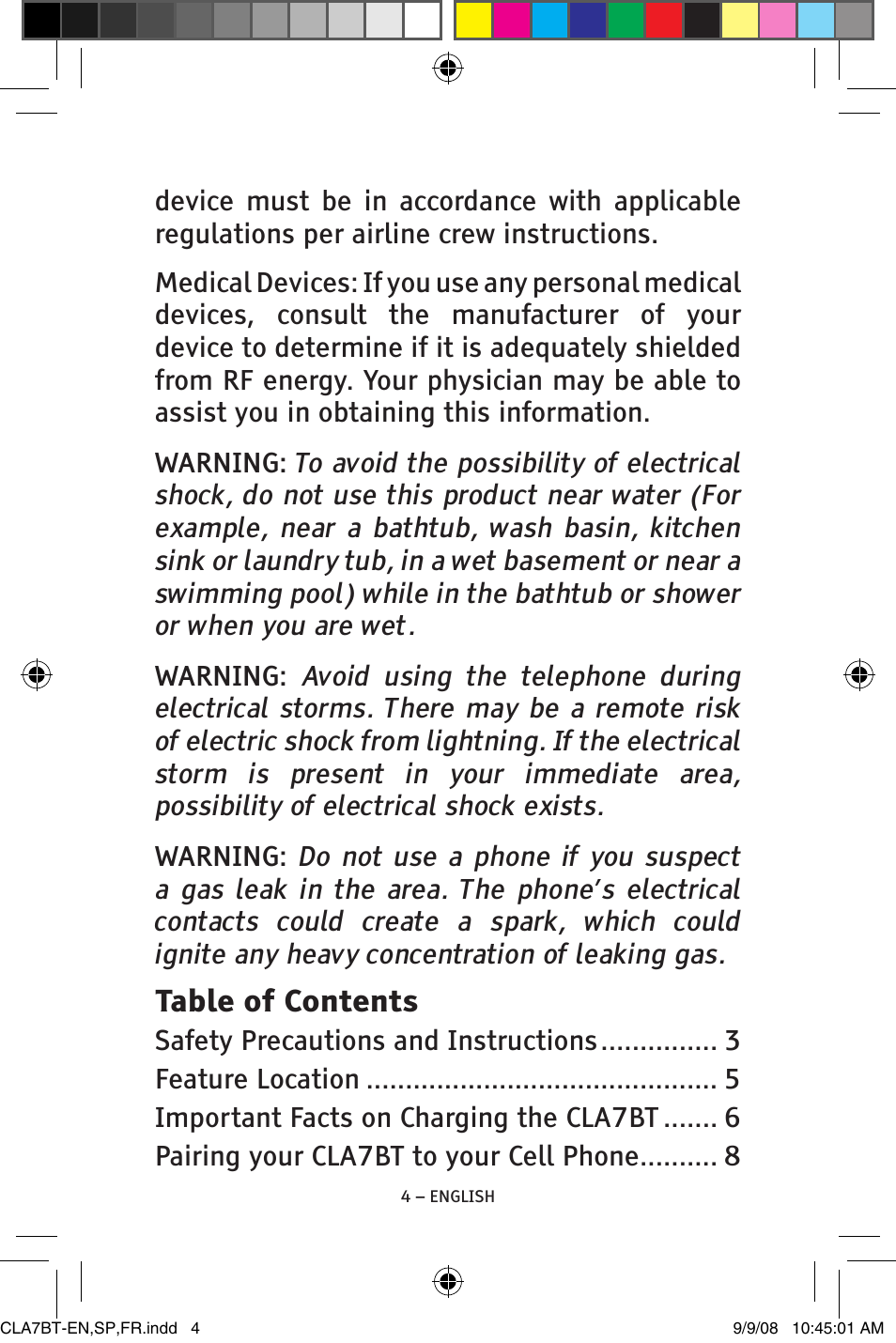 ClearSounds V808 User Manual | Page 4 / 76