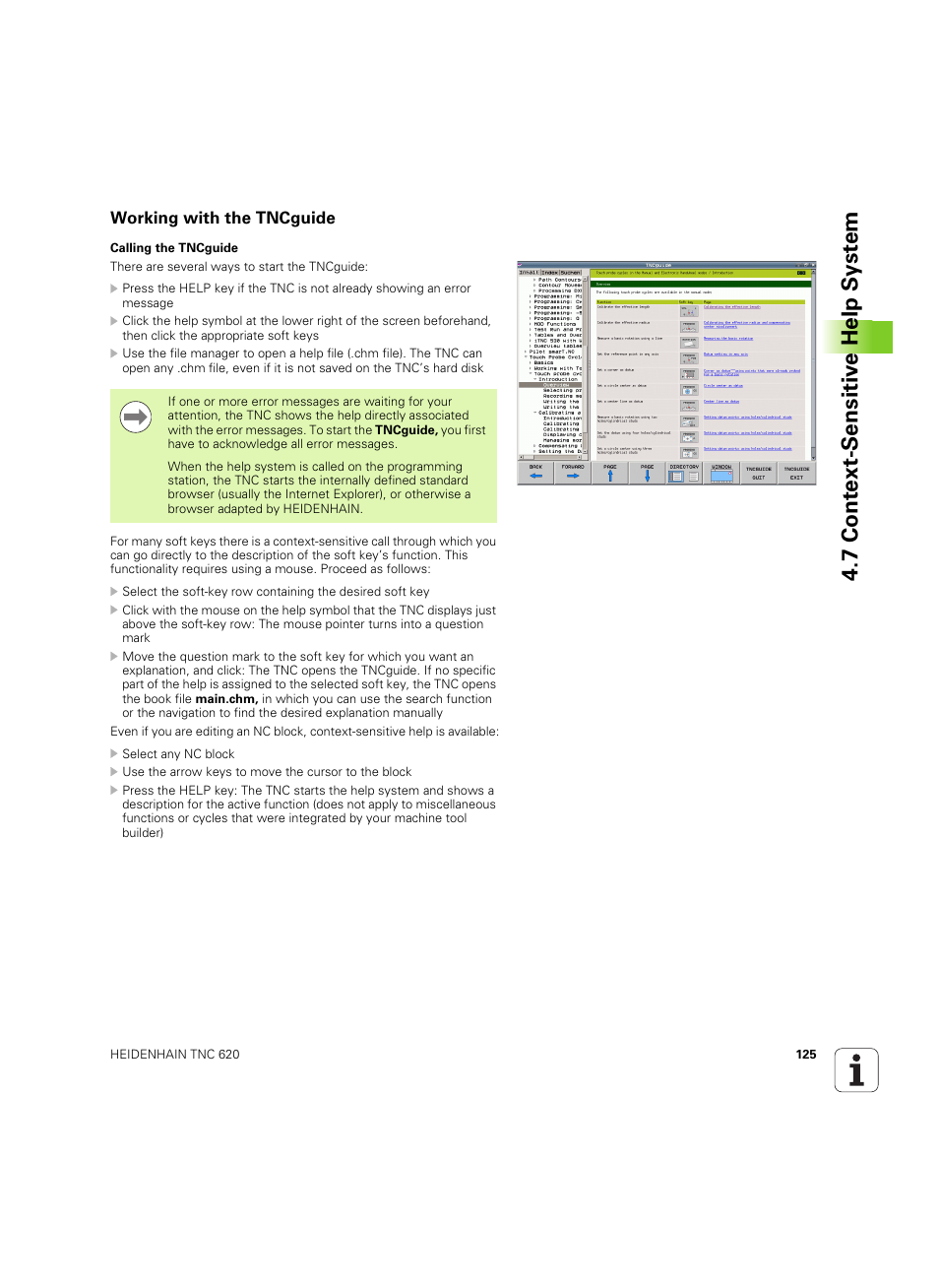 Working with the tncguide, 7 cont ext-sensitiv e help s y st em | HEIDENHAIN TNC 620 (340 56x-03) ISO programming User Manual | Page 125 / 491