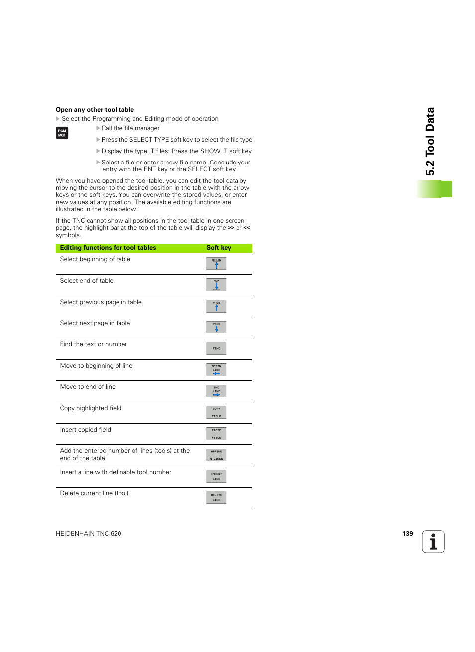 2 t ool d a ta | HEIDENHAIN TNC 620 (340 56x-03) ISO programming User Manual | Page 139 / 491