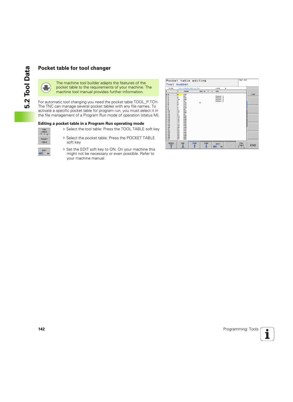 Pocket table for tool changer, 2 t ool d a ta | HEIDENHAIN TNC 620 (340 56x-03) ISO programming User Manual | Page 142 / 491