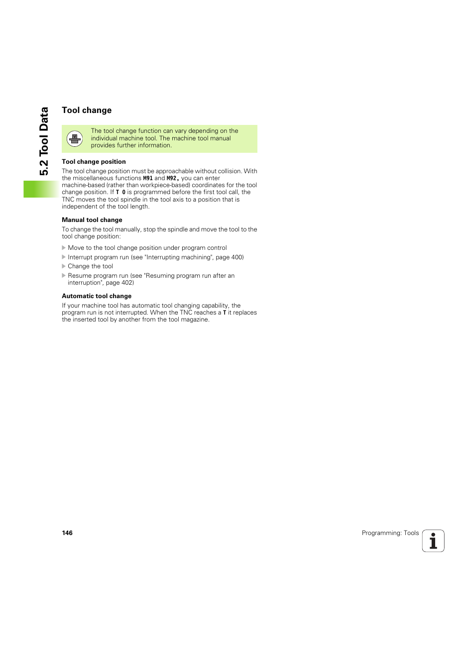 Tool change, 2 t ool d a ta | HEIDENHAIN TNC 620 (340 56x-03) ISO programming User Manual | Page 146 / 491