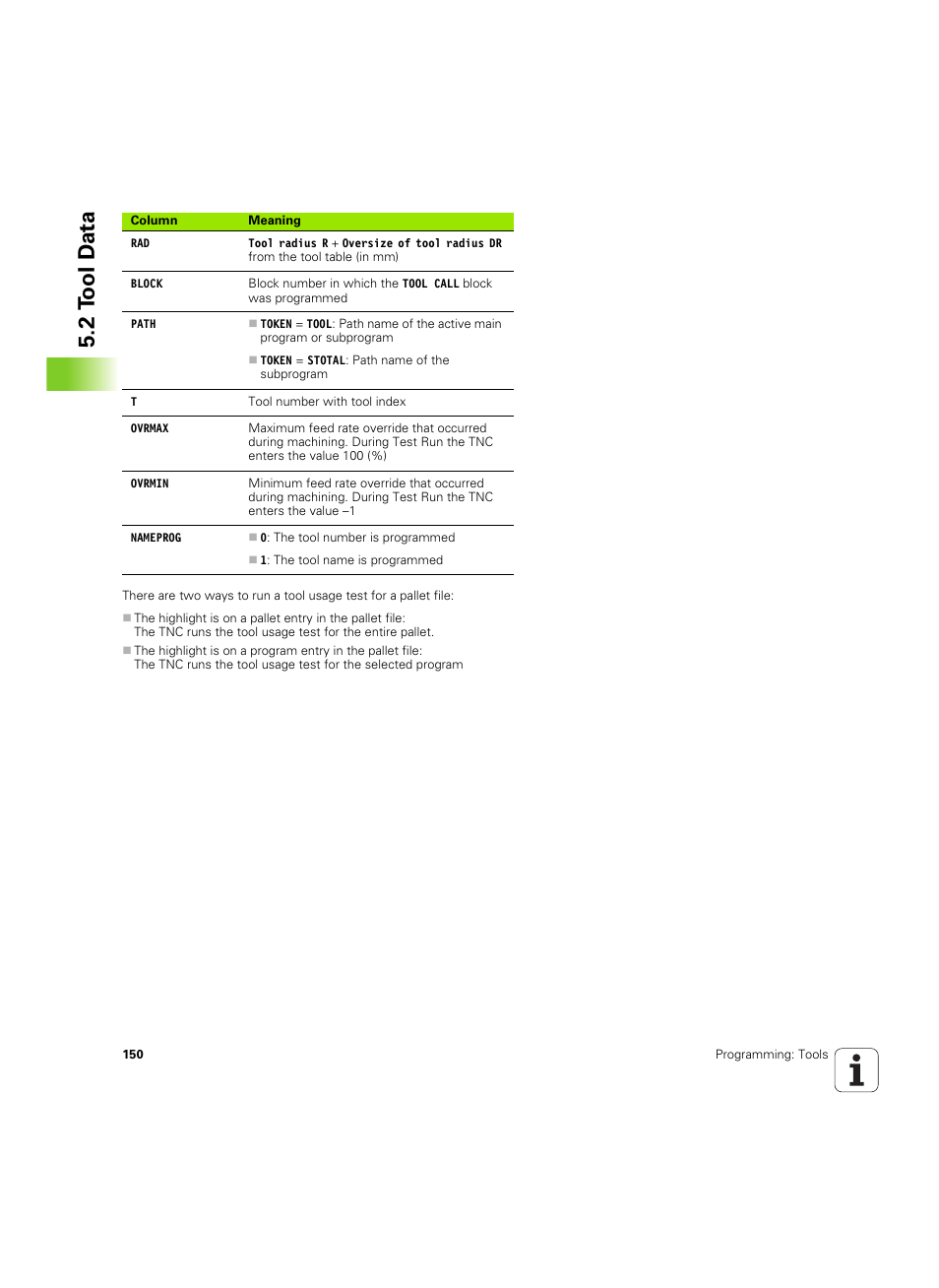 2 t ool d a ta | HEIDENHAIN TNC 620 (340 56x-03) ISO programming User Manual | Page 150 / 491