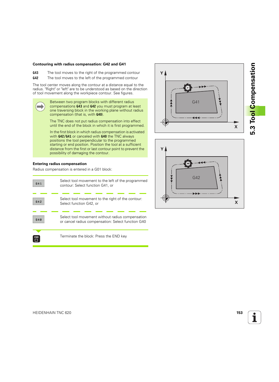 3 t ool compensation | HEIDENHAIN TNC 620 (340 56x-03) ISO programming User Manual | Page 153 / 491