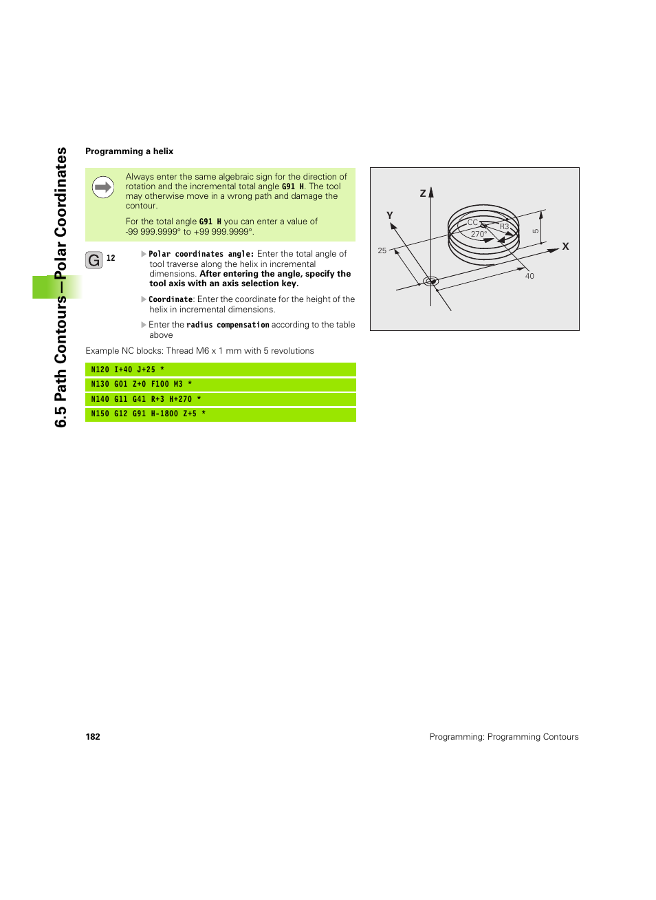 5 p a th cont ours—p o lar coor dinat e s | HEIDENHAIN TNC 620 (340 56x-03) ISO programming User Manual | Page 182 / 491