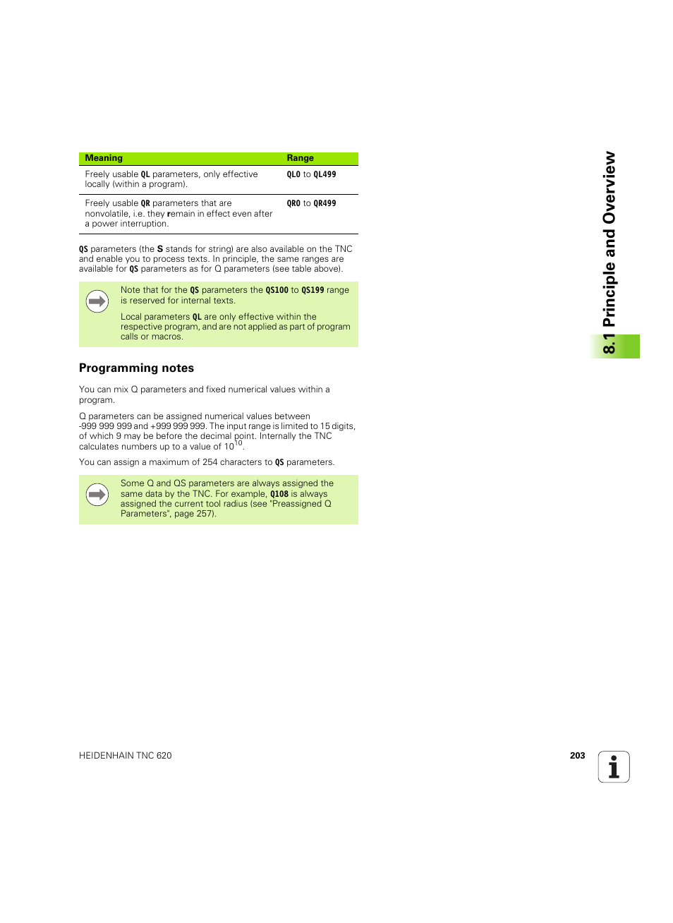 Programming notes, 1 pr inciple and ov erview | HEIDENHAIN TNC 620 (340 56x-03) ISO programming User Manual | Page 203 / 491