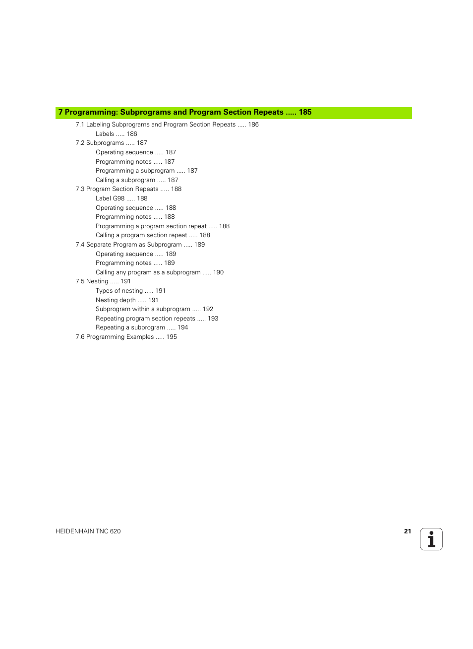 HEIDENHAIN TNC 620 (340 56x-03) ISO programming User Manual | Page 21 / 491