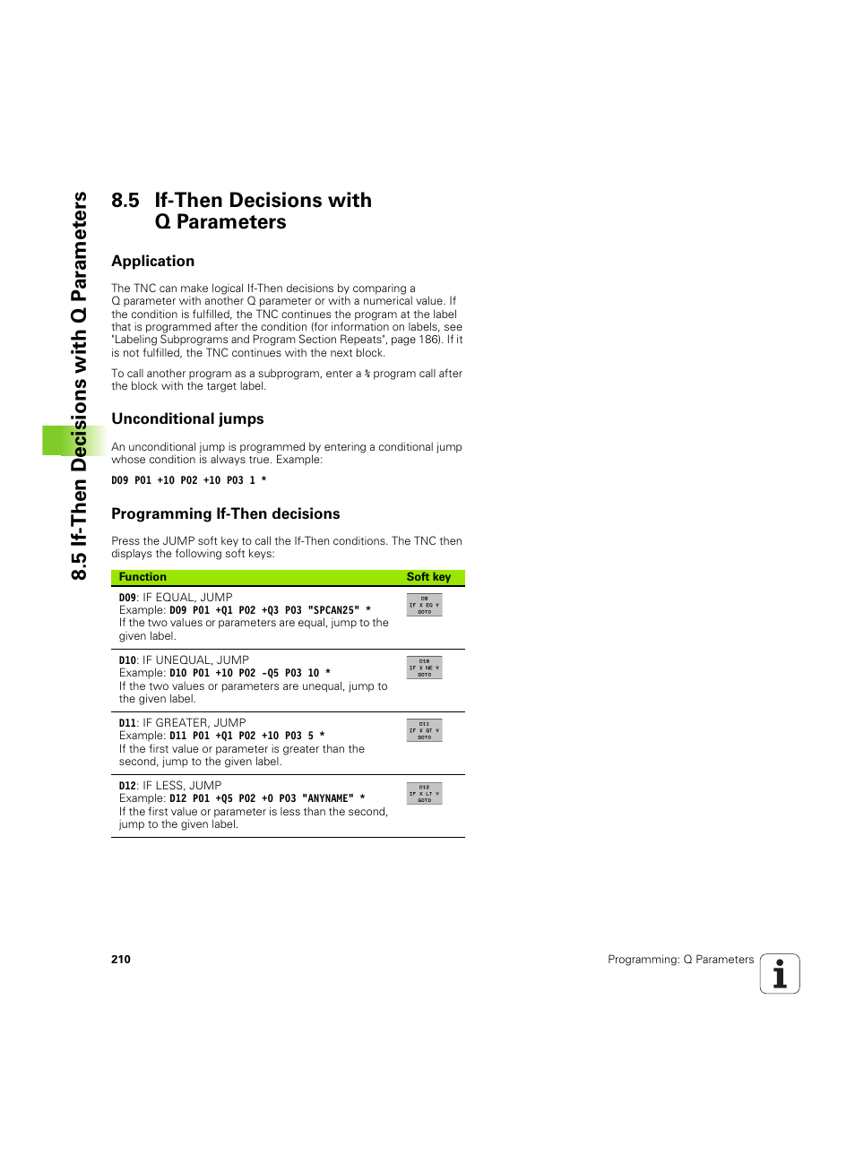 5 if-then decisions with q parameters, Application, Unconditional jumps | Programming if-then decisions | HEIDENHAIN TNC 620 (340 56x-03) ISO programming User Manual | Page 210 / 491