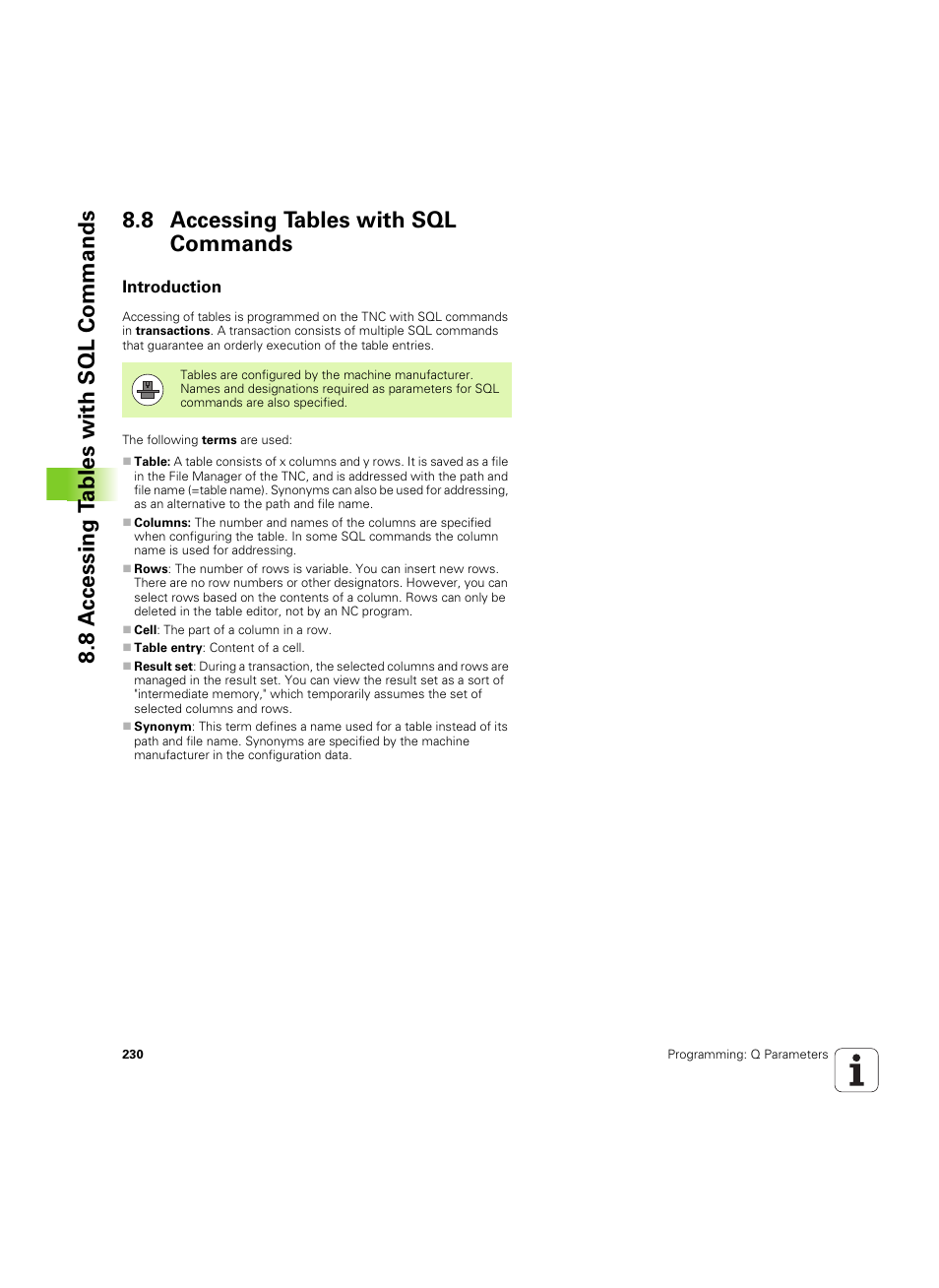 8 accessing tables with sql commands, Introduction | HEIDENHAIN TNC 620 (340 56x-03) ISO programming User Manual | Page 230 / 491