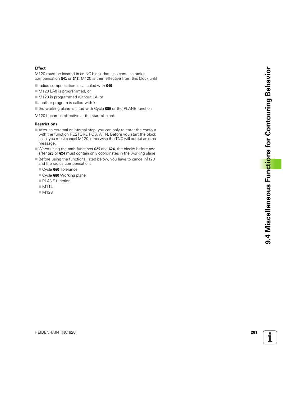 HEIDENHAIN TNC 620 (340 56x-03) ISO programming User Manual | Page 281 / 491