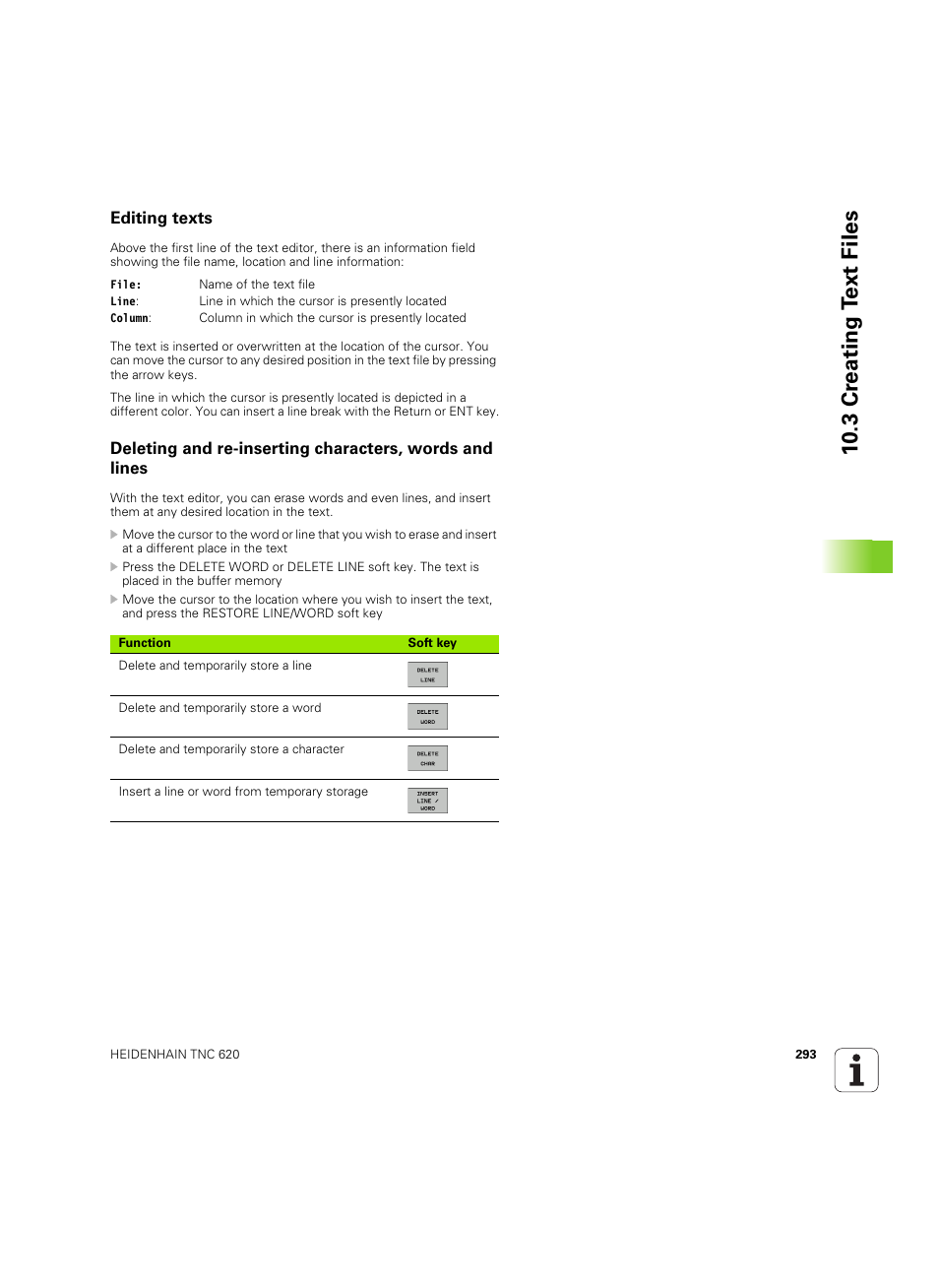 Editing texts, 10 .3 cr eating t ext files | HEIDENHAIN TNC 620 (340 56x-03) ISO programming User Manual | Page 293 / 491