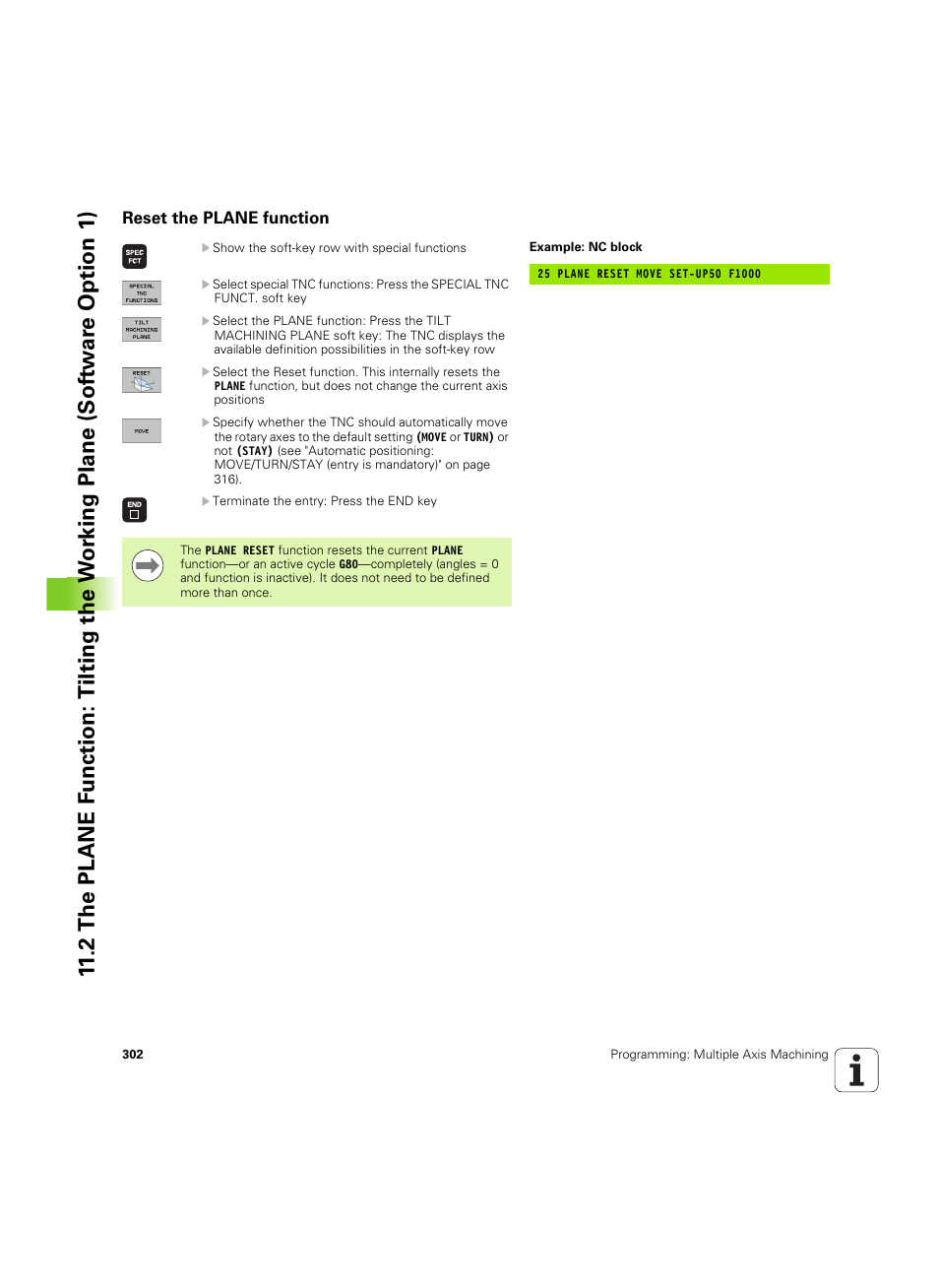 Reset the plane function | HEIDENHAIN TNC 620 (340 56x-03) ISO programming User Manual | Page 302 / 491
