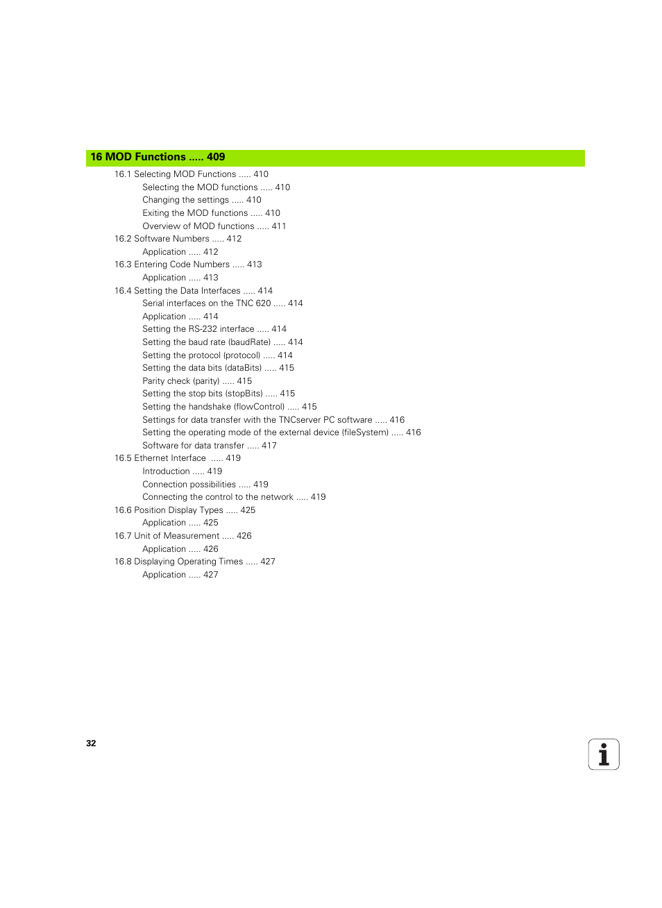 Mod functions | HEIDENHAIN TNC 620 (340 56x-03) ISO programming User Manual | Page 32 / 491