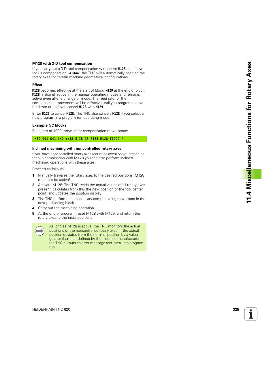 4 miscellaneous f unctions f or rotary ax es | HEIDENHAIN TNC 620 (340 56x-03) ISO programming User Manual | Page 325 / 491