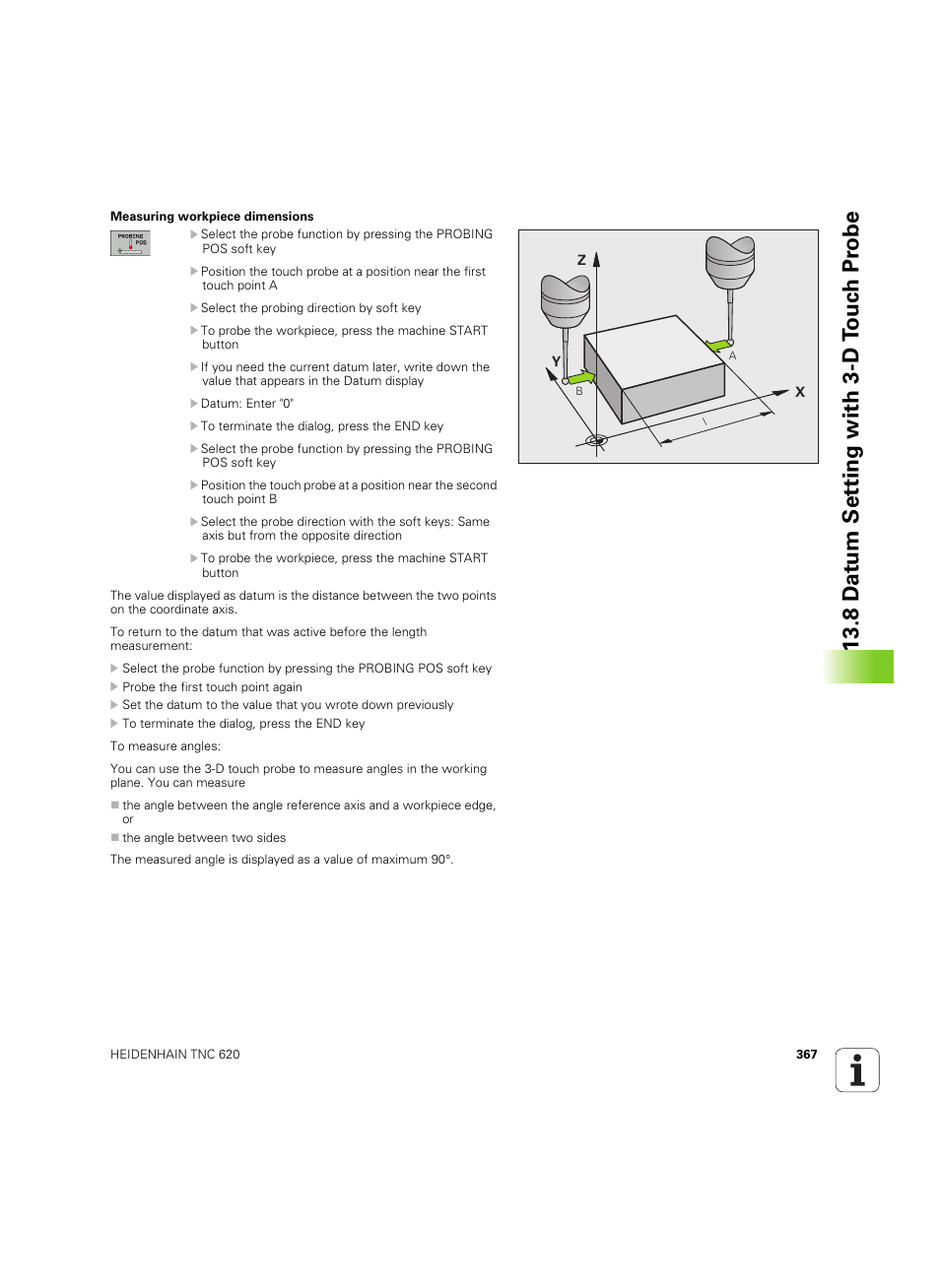 8 d a tum set ting with 3-d t o uc h pr obe | HEIDENHAIN TNC 620 (340 56x-03) ISO programming User Manual | Page 367 / 491