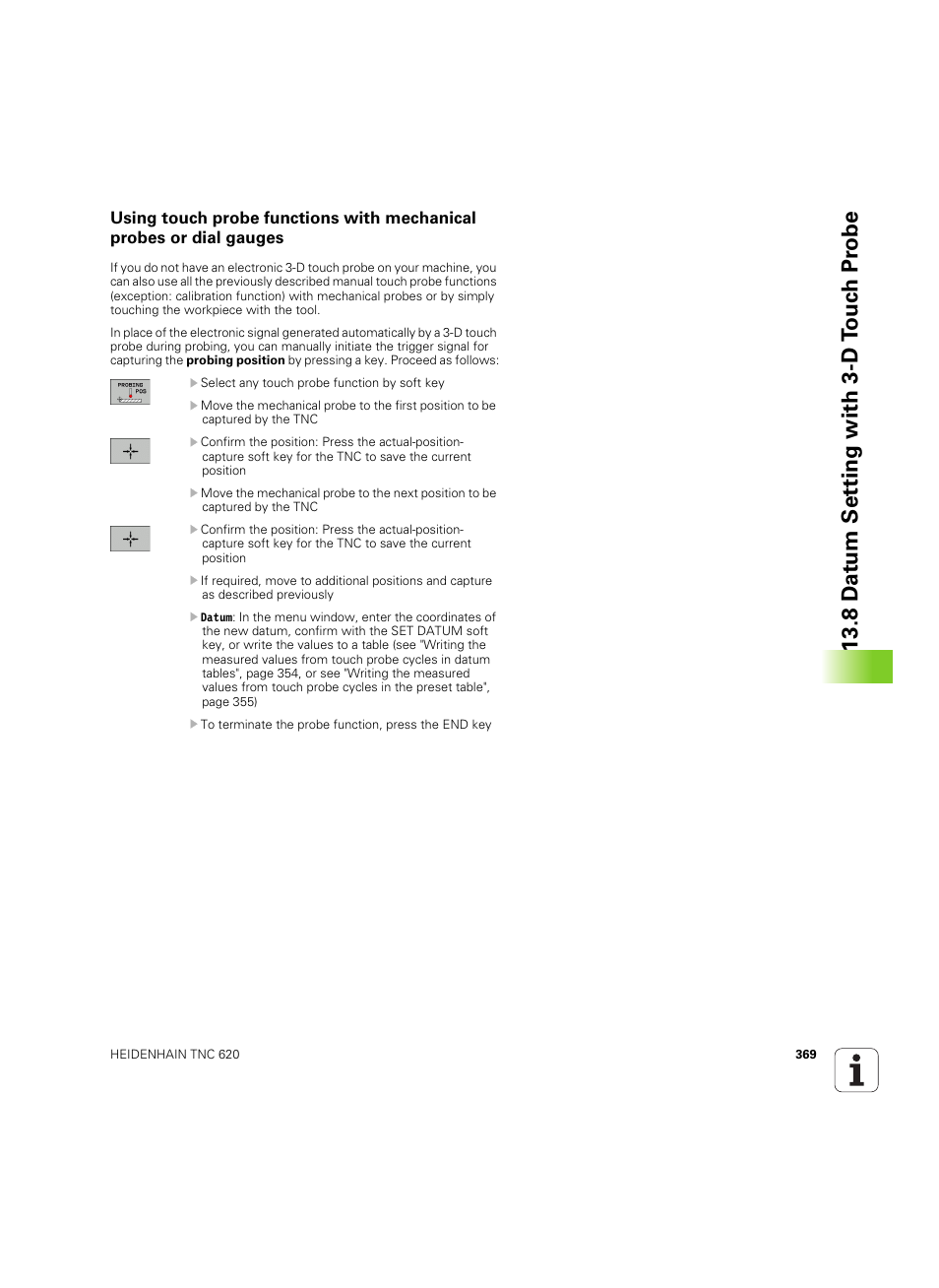 8 d a tum set ting with 3-d t o uc h pr obe | HEIDENHAIN TNC 620 (340 56x-03) ISO programming User Manual | Page 369 / 491