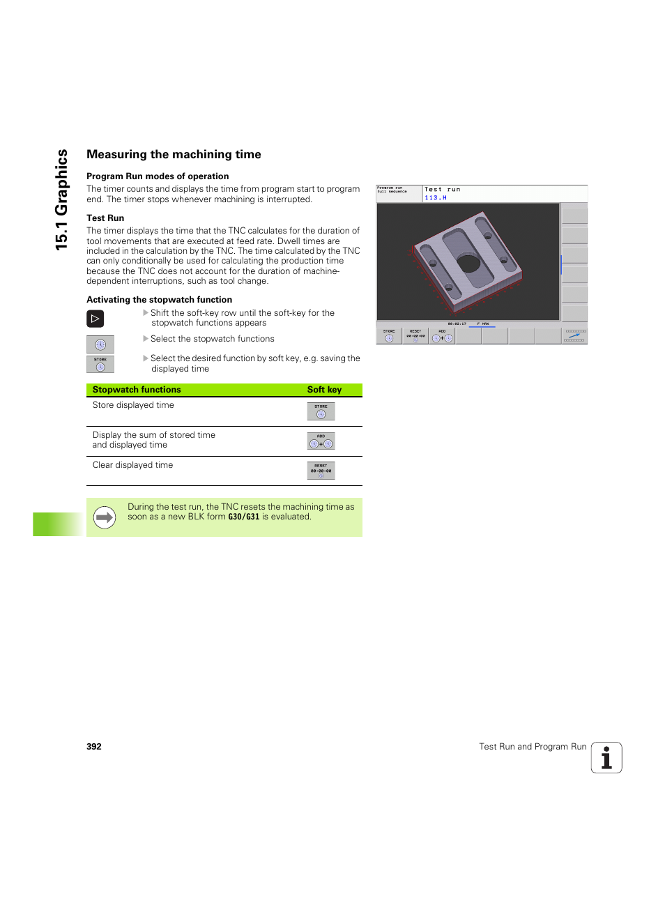 Measuring the machining time, 1 gr aphics | HEIDENHAIN TNC 620 (340 56x-03) ISO programming User Manual | Page 392 / 491