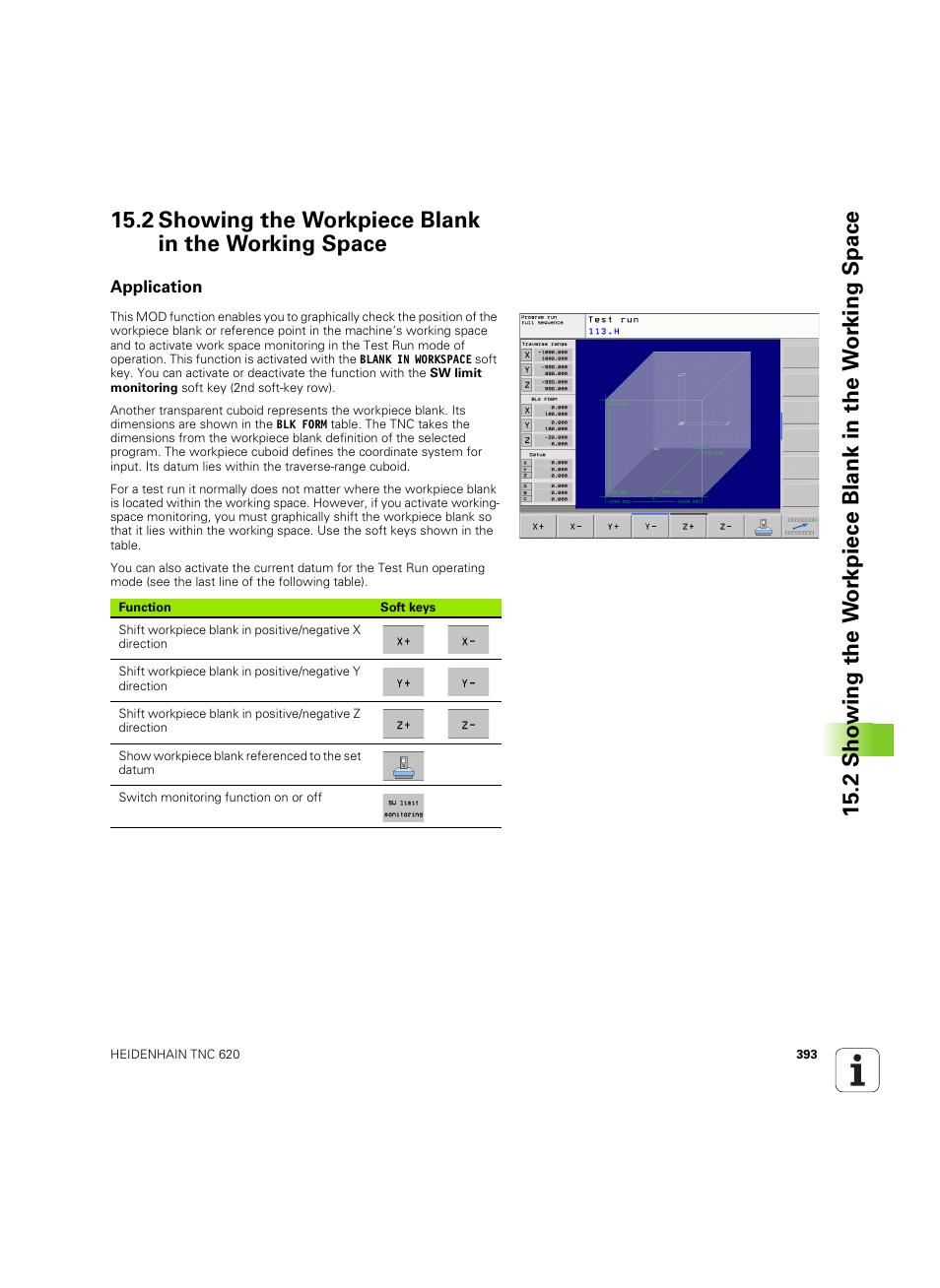 2 showing the workpiece blank in the working space, Application | HEIDENHAIN TNC 620 (340 56x-03) ISO programming User Manual | Page 393 / 491