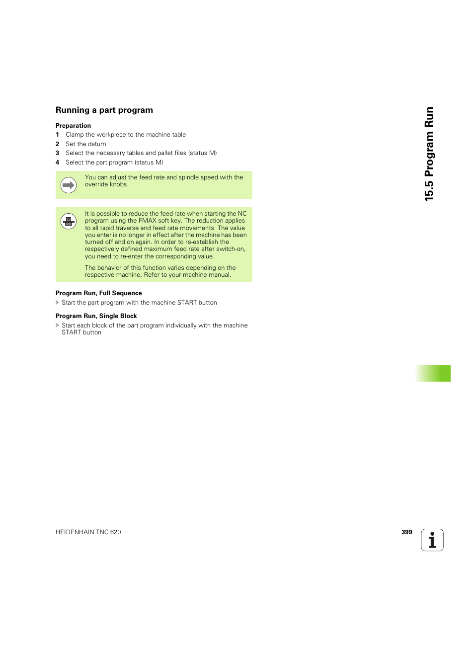 Running a part program, 5 pr ogr am run | HEIDENHAIN TNC 620 (340 56x-03) ISO programming User Manual | Page 399 / 491
