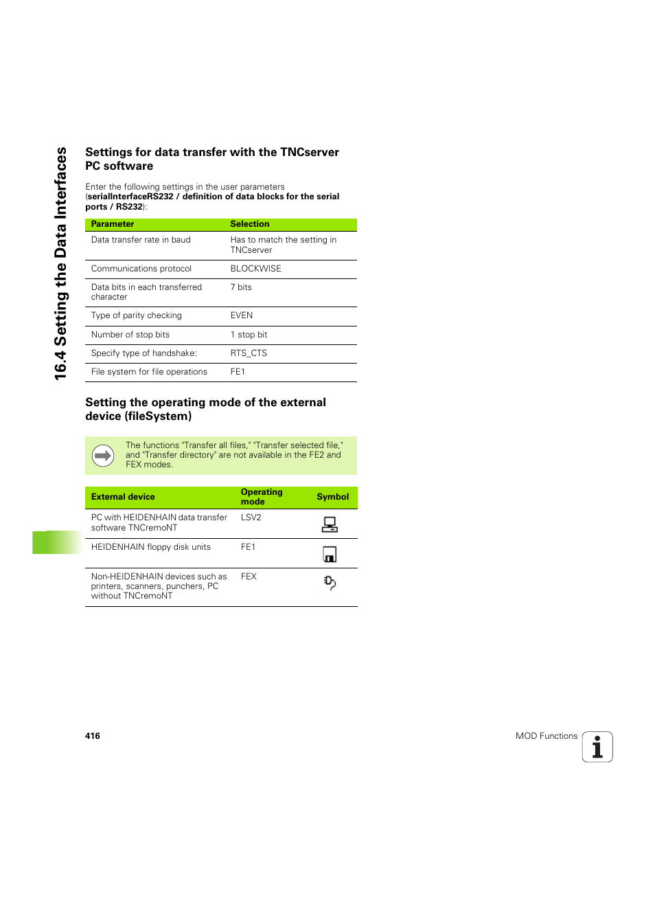 4 set ting the d a ta int e rf aces | HEIDENHAIN TNC 620 (340 56x-03) ISO programming User Manual | Page 416 / 491