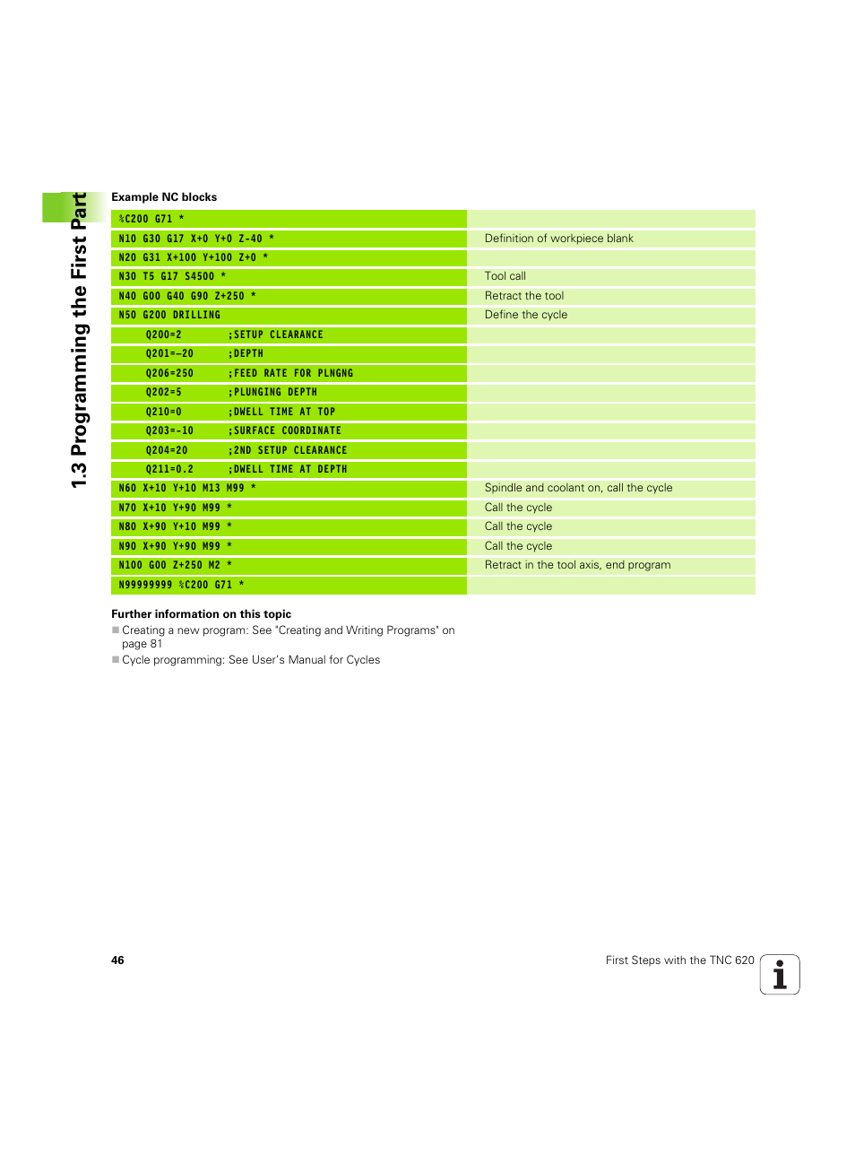 3 pr ogr amming the first p a rt | HEIDENHAIN TNC 620 (340 56x-03) ISO programming User Manual | Page 46 / 491