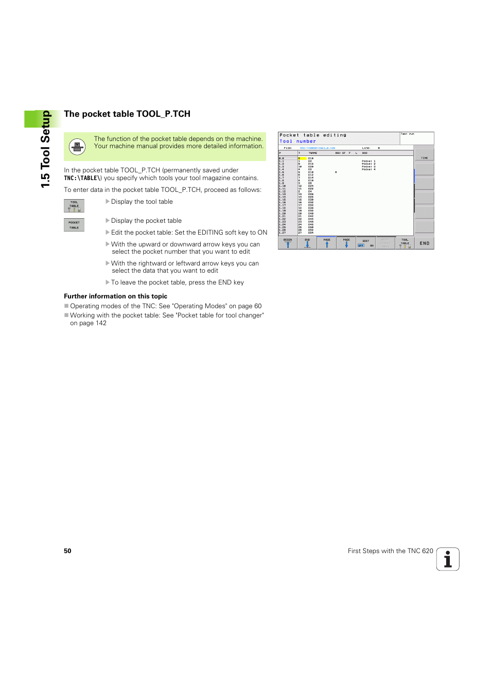 The pocket table tool_p.tch | HEIDENHAIN TNC 620 (340 56x-03) ISO programming User Manual | Page 50 / 491
