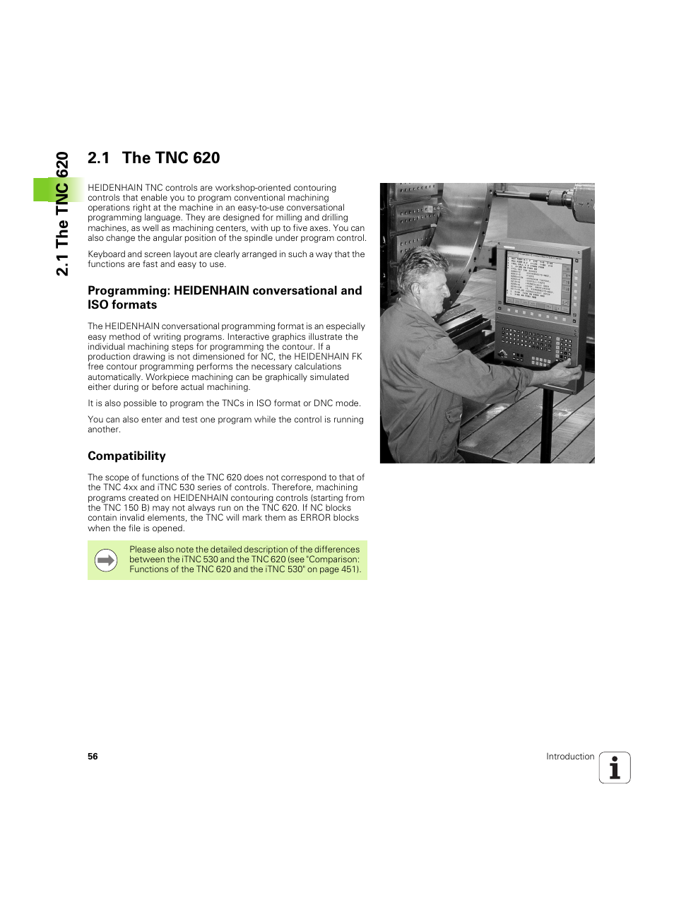 1 the tnc 620, Compatibility | HEIDENHAIN TNC 620 (340 56x-03) ISO programming User Manual | Page 56 / 491