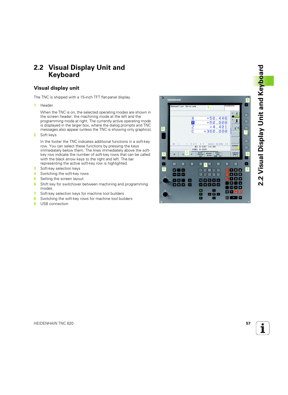 2 visual display unit and keyboard, Visual display unit | HEIDENHAIN TNC 620 (340 56x-03) ISO programming User Manual | Page 57 / 491