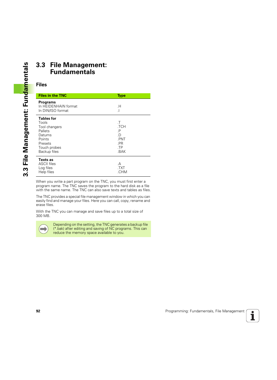 3 file management: fundamentals, Files | HEIDENHAIN TNC 620 (340 56x-03) ISO programming User Manual | Page 92 / 491