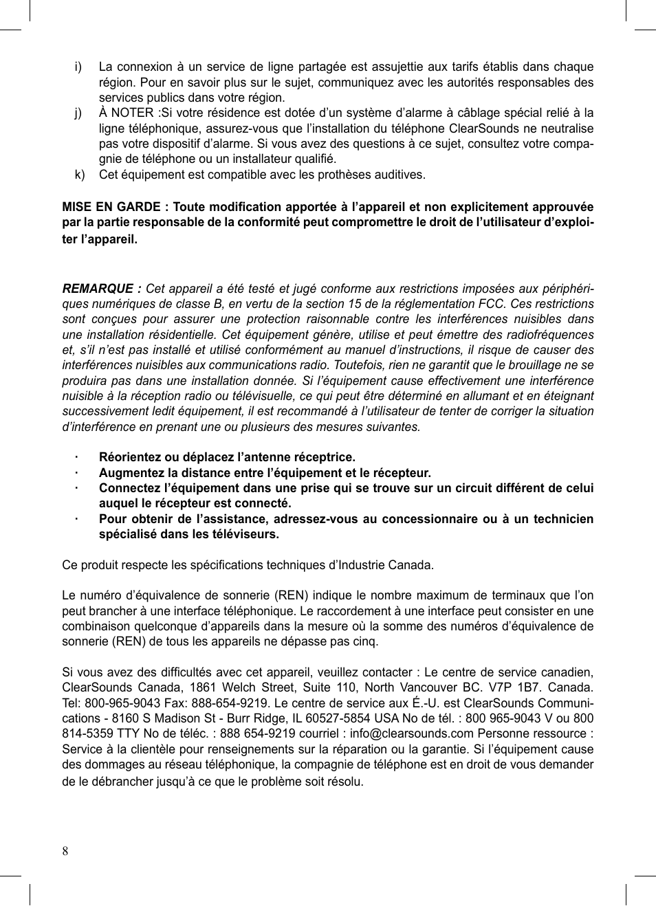 ClearSounds A50E User Manual | Page 18 / 28