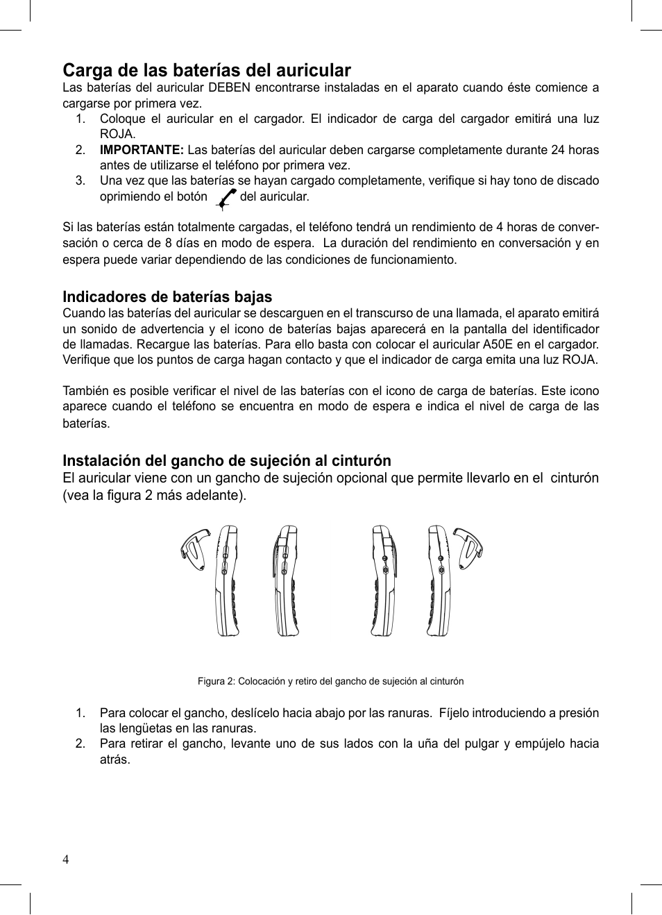 Carga de las baterías del auricular | ClearSounds A50E User Manual | Page 23 / 28