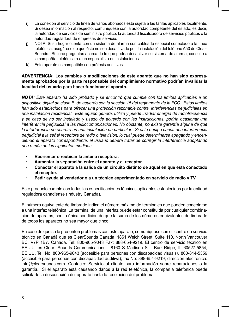 ClearSounds A50E User Manual | Page 27 / 28