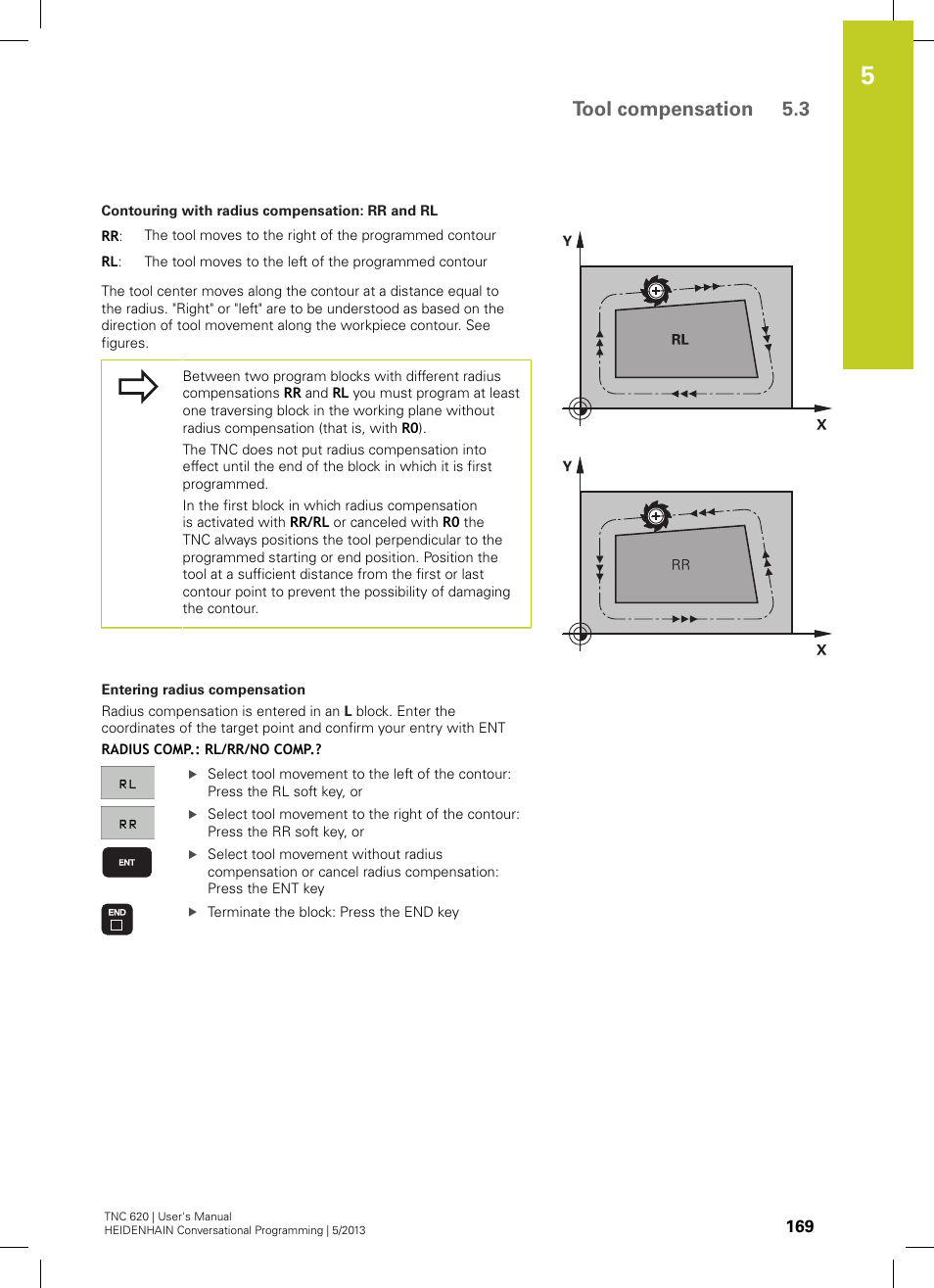 Tool compensation 5.3 | HEIDENHAIN TNC 620 (34056x-04) User Manual | Page 169 / 570